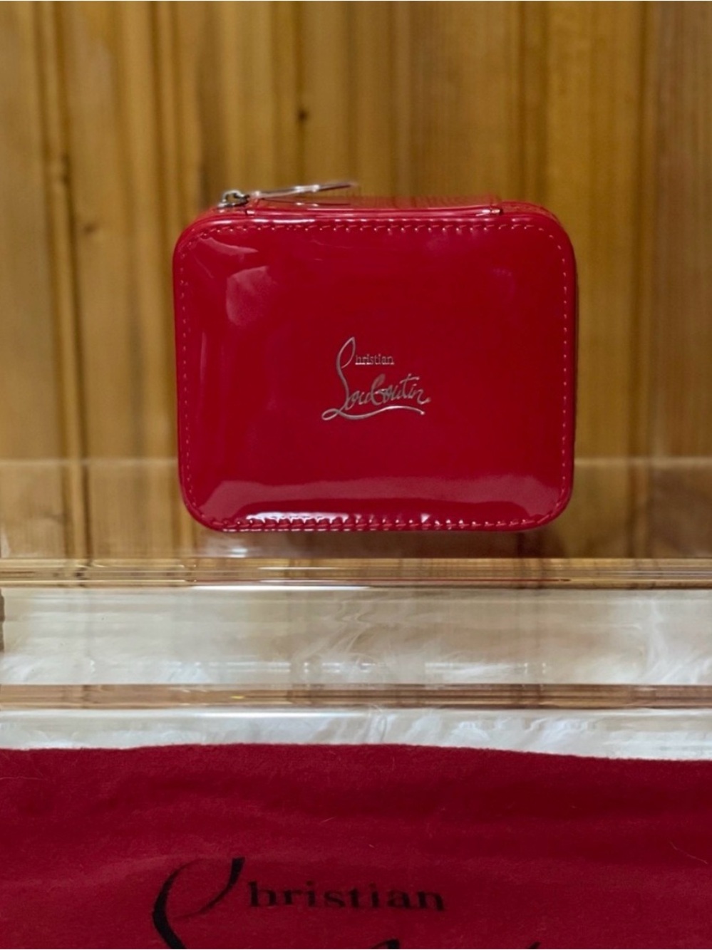 Christian Louboutin Red Patent Zip Travel Jewelry Case w/ Dust Bag